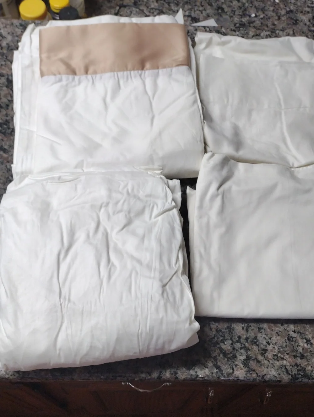 KIng 6 piece sheet set 100% cotton Cream colored New flat, fitted 4 pillowcases